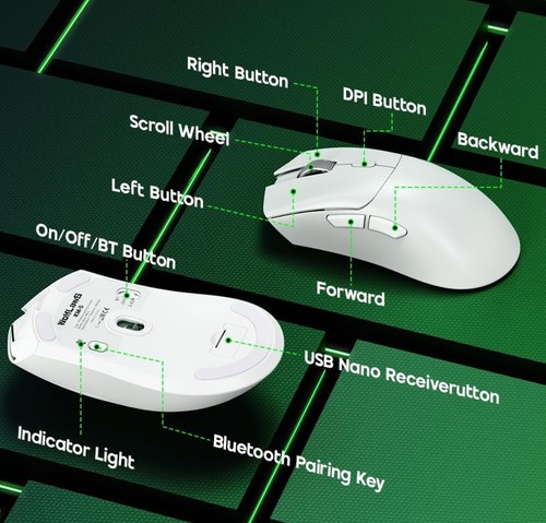 WolfLawS Wireless Gaming Mouse, 2.4G/Buletooth, Lightweight, 4 Adjustable DPI - Picture 6 of 6