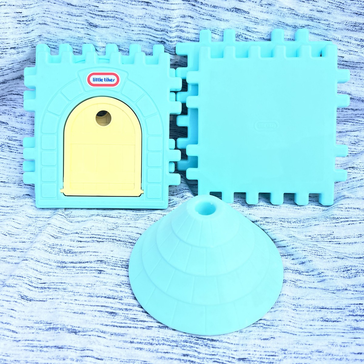little cake コート VTG LITTLE TIKES WEE WAFFLE CASTLE Nr Complete Blocks PASTEL