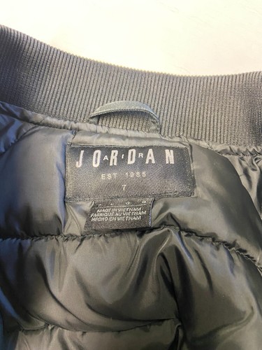 Boys Kids JORDAN Black Zip Up Flight Bomber Wings Jacket Sz 7 - Picture 4 of 6