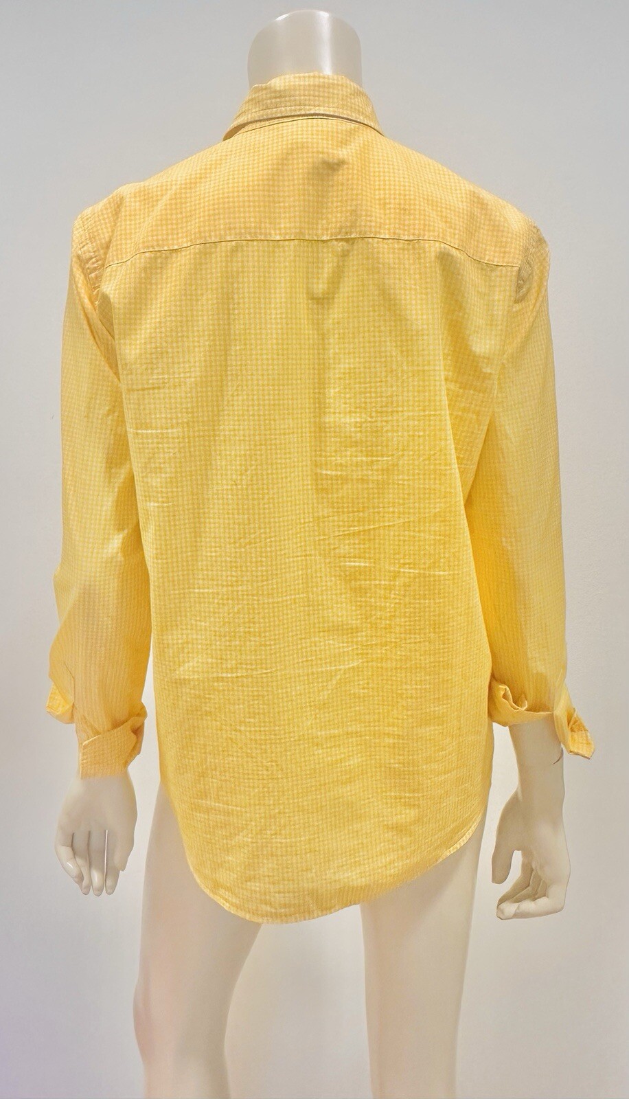 Ralph Lauren Shirt Top Vintage Yellow Gingham Cotton Blouse Ruffle Front Women S image 9