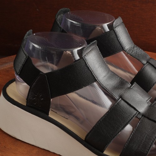 Sandali Fly London donna TG EU 39 US 8-8,5 BLK Pefi pelle zeppa scarpe pull on - Foto 5 di 14