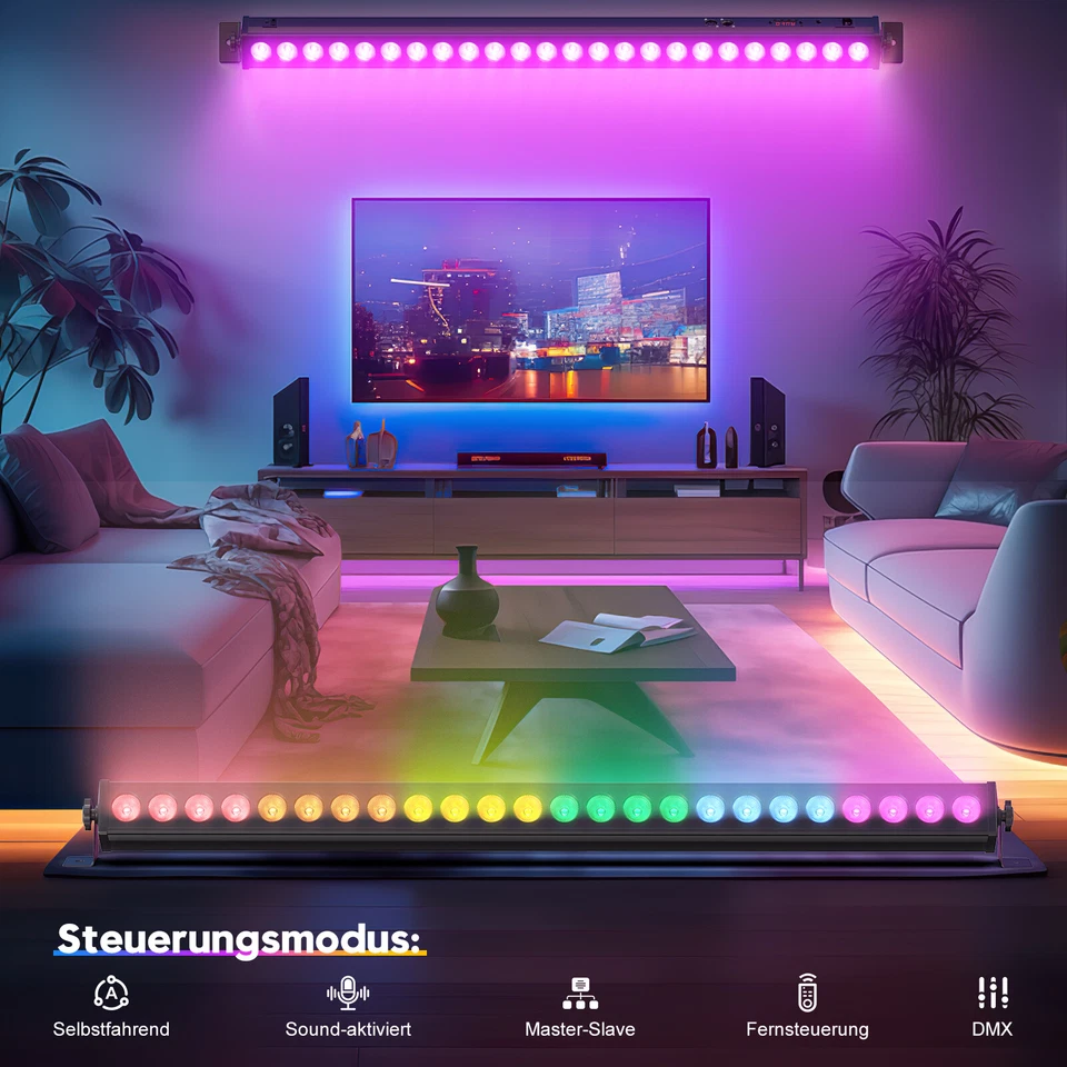 1/2/4/8/10 Stk 96W 24LED Bühnenbeleuchtung Wall Washer Licht Bar DMX Lichteffekt - Bild 4 von 4