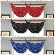 WINDOW VALANCE FAUX SILK WATERFALL BRONZE GROMMET STUDIO BAR RESTAURANT1p V24