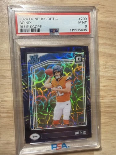 2024 Panini Donruss Optic Rated Rookie Bo Nix #209 Purple Scope Prizm (RC) Psa 9