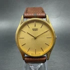 Seiko Watch Men 32mm Champagne Dial Gold Tone Round 2K01-0011 New Battery VTG