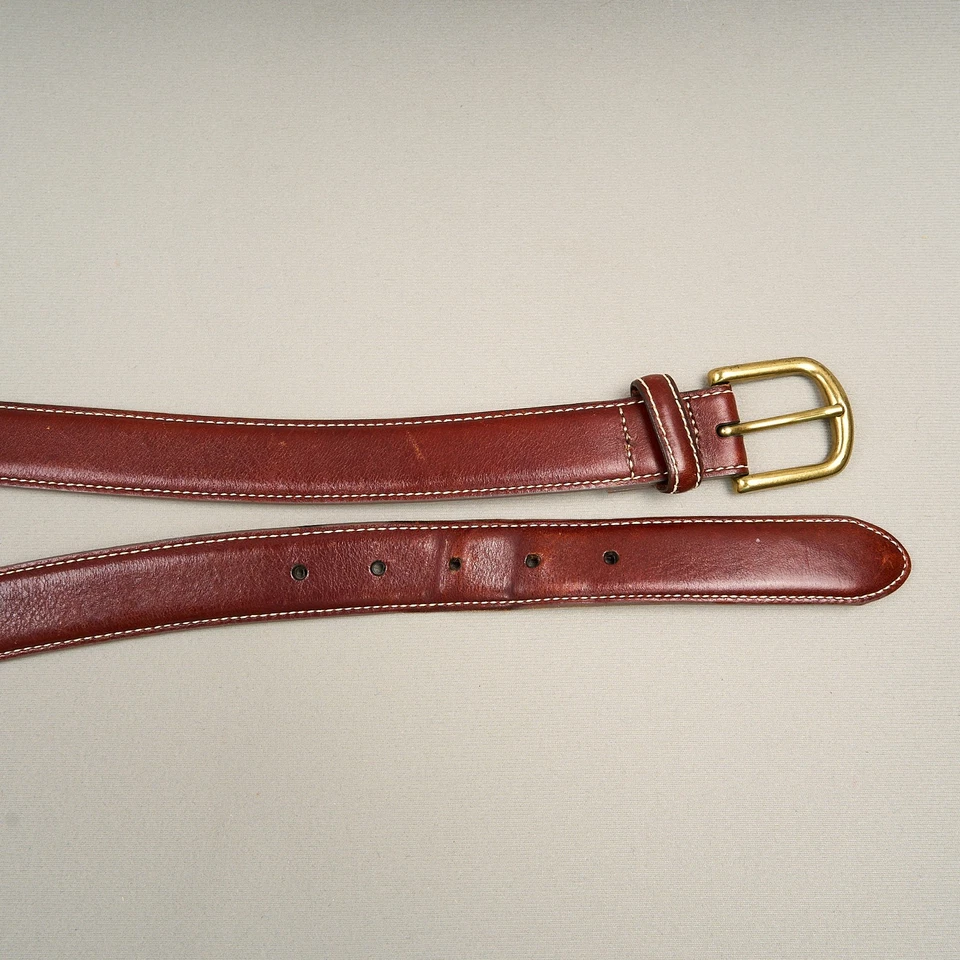 Cinturón de cuero LL Bean para hombre 40 marrón grano completo hebilla de latón Foto 2 de 4