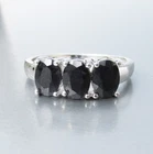 Vintage STS Jewels 3 Dark Purple Black SPINEL Sterling Silver Ring Size 10