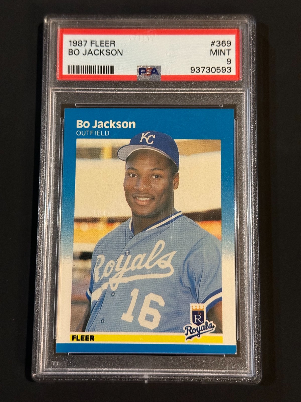 1987 FLEER GLOSSY #369 BO JACKSON RC ROYALS PSA 9