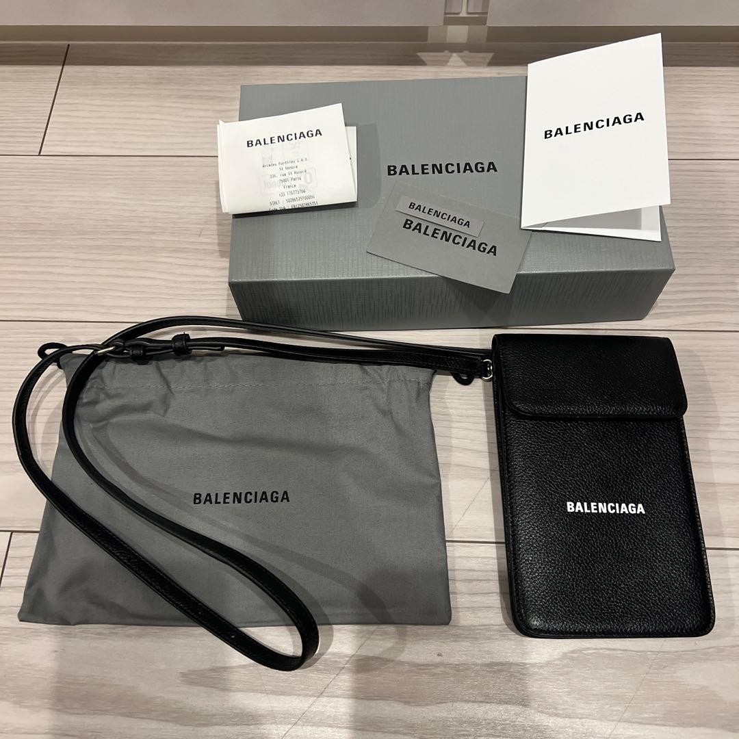 Balenciaga Smartphone Case Shoulder Bag Mini Pouch Black with Box