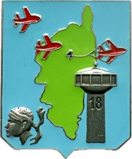 Military Control Center 6 - 126, Solenzara CORSICA, enamel, red aircraft
