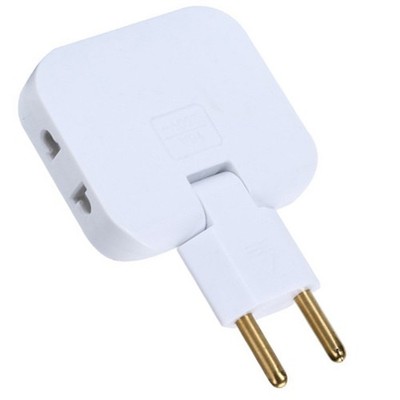 Wandmontierbarer Flachsteckdosenadapter mit 180 Grad Drehung und 3 Stützen
