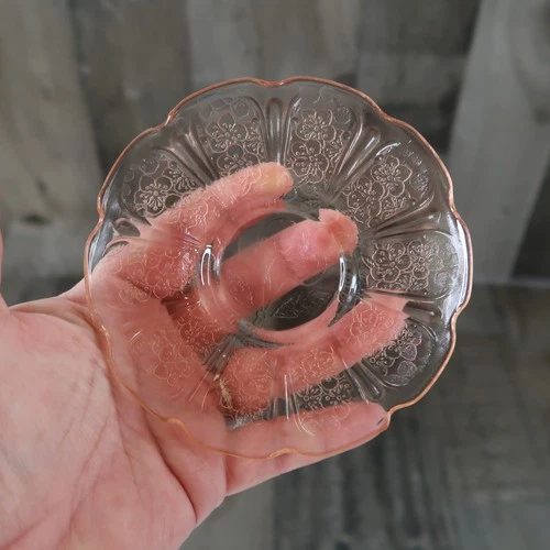 Pink Depression Glass Cherry Blossom Saucer By Jeanette 1930s 4.5"