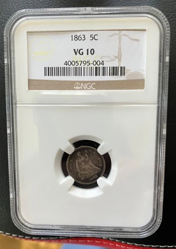 Low Mintage 1863 Seated Liberty Half Dime NGC VG 10