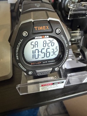 Timex Ironman 30 Lap Watch Mens Digital Black WR 100M TW5M40100 Indiglo Alarm