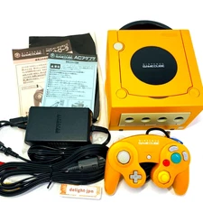 GameCube GC DOL-001 ORANGE CONSOLE CONTROLLER AC AV CABLE Nintendo JAPANESE