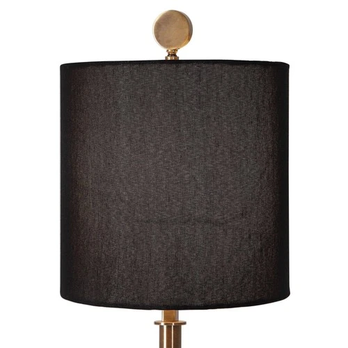 Modern Buffet Table Lamp 33 3/4" Tall Brass Black Linen Drum Shade for Bedroom - Picture 5 of 6
