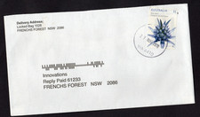 KELLERBERRIN, WA 6410 postmarked cover dated 27 AUG 2018 + $1 blue flower stamp