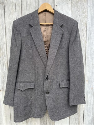 Preloved Men s Circle S Western Sports Coat Blazer Jacket Sz 42 L Brown Tweed