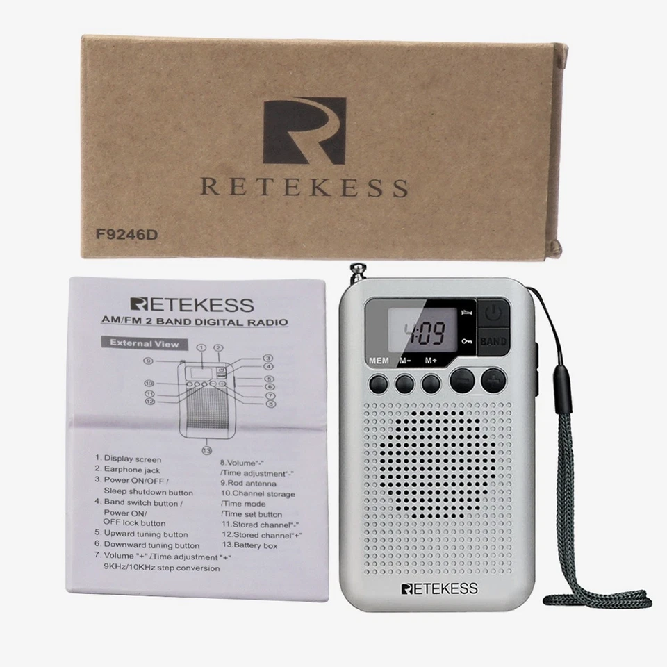 Silver portable radio FM AM  sleep timer BATTERY POWER DIGITAL HOME OFFİCE CAMP - Image 3 of 4