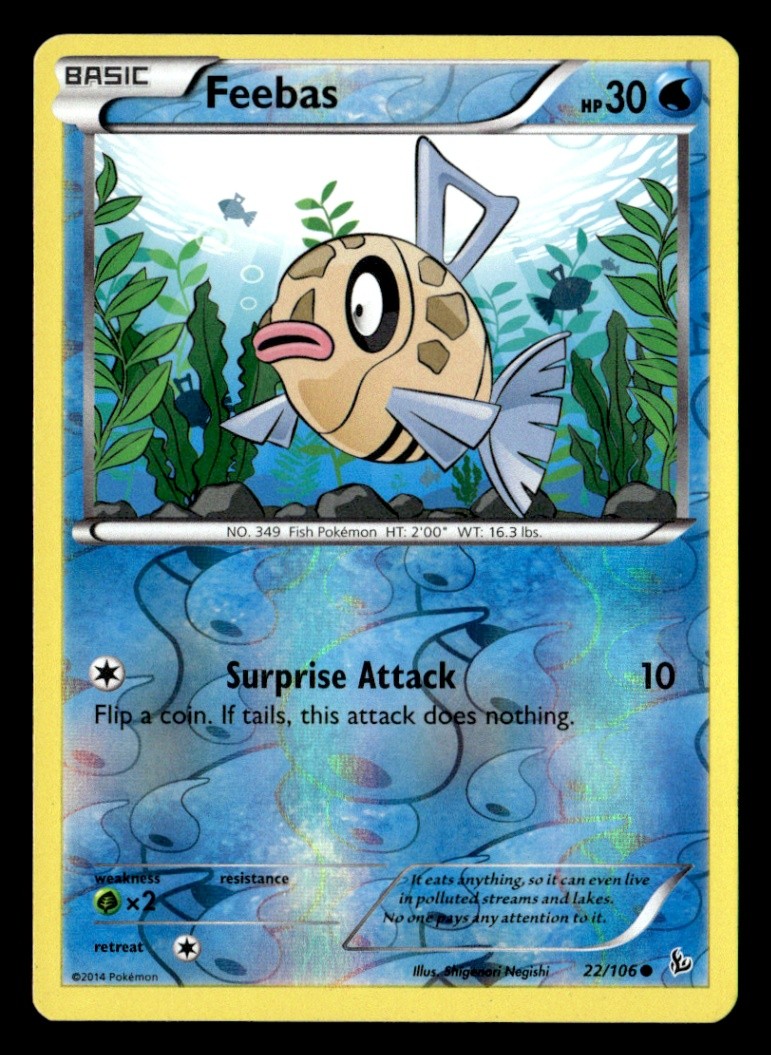 Feebas Common Reverse Holo XY - Flashfire 22/106 LP Pokémon TCG