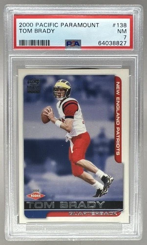 64038827 Tom Brady 2000 Pacific Paramount #138 Rookie RC PSA 7