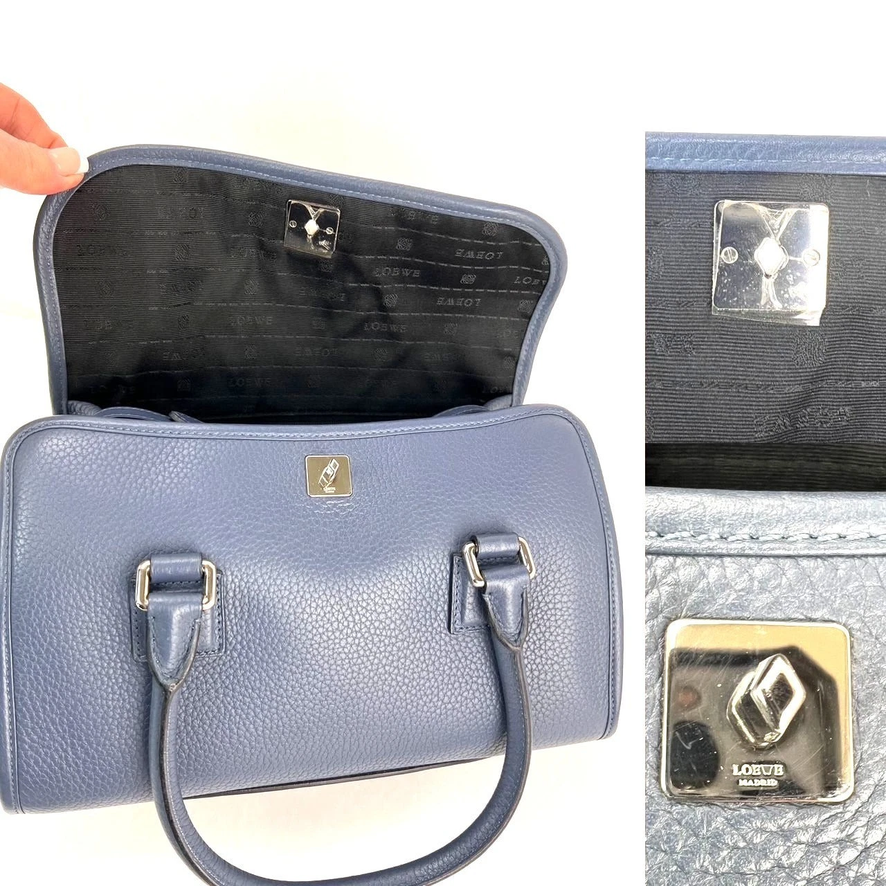 Borsa a tracolla Loewe pelle di vitello Alamo 28 donna blu taglia unica