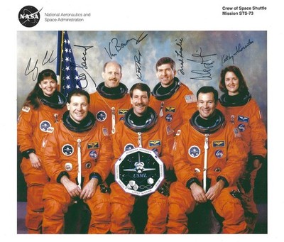 SPACE SHUTTLE STS 73 CREW SIGNED 8x10 NASA LITHOGRAPHIE ASTRONAUT AUTOGRAMM UACC