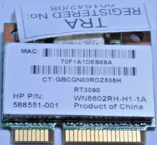 HP 588551-001 802.11B/G/N WN6602RH WIRELESS HALF MINI CARD RT3090 B3-6(17)
