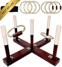 Swooc Games - Premium Rustic Ring Toss Game All Weather - Standard, Brown