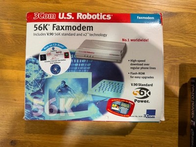 3Com U.S. Robotics 56K Externes Faxmodem V.90/x2   Boxed Retro Dial-Up Modem