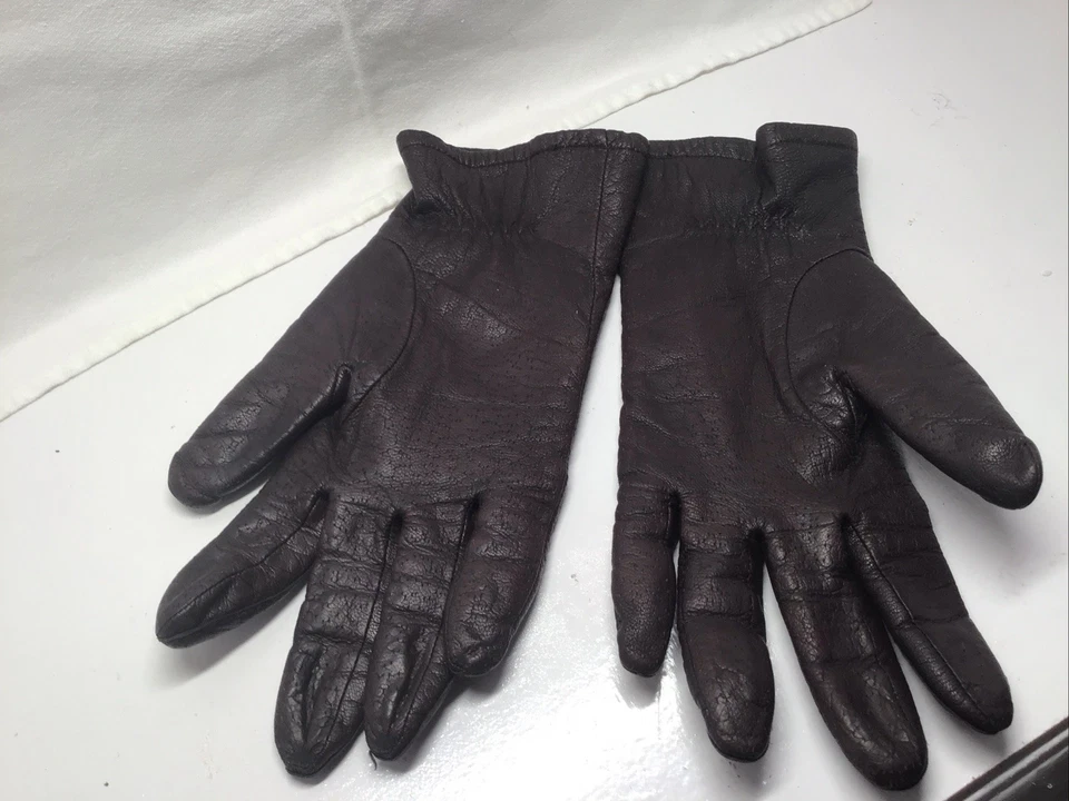 Guantes de cuero para mujer Fownes talla 8 marrón forrados vintage años 80 Foto 2 de 4