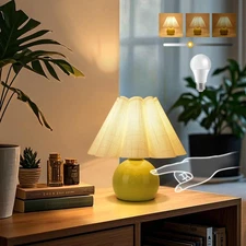 Green Small Touch Control Table Lamp for Bedroom, Green Bedside Lamps for Nig...