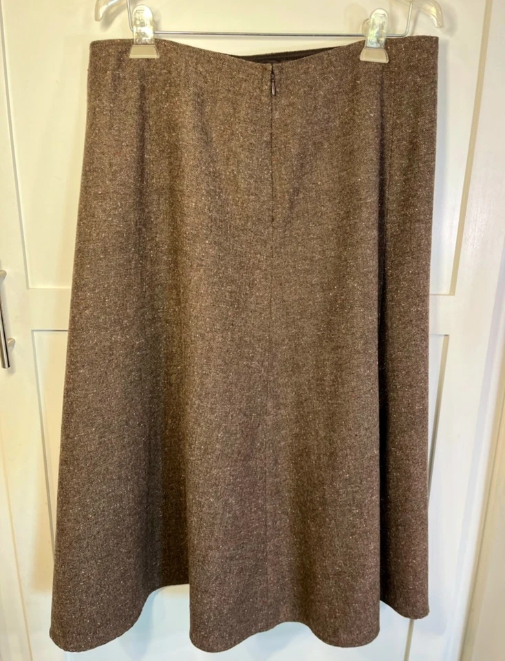 Falda midi Jones Wear para mujer marrón tweed mezcla de lana línea A talla 14  Foto 2 de 4
