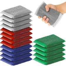24 Pack Steel Scrub Sponges for Dishes Non Scratch Scouring Sponge Multi Use ...