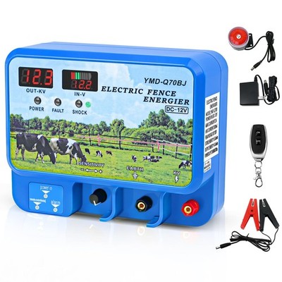 15.5J Electric Fence Charger,15.5Joules 600Acres,AC DC 2 in1 Powered Supply Blue