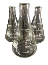 COLE-PARMER 2000mL Erlenmeyer Flask Graduated Heavy Duty Rim EW-34502-63 (3/set)