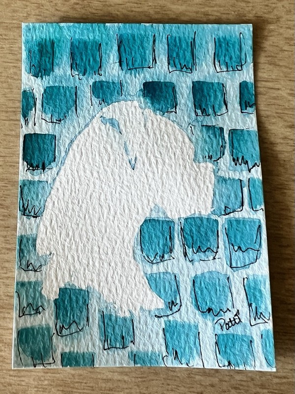 ACEO Art Card WATERCOLOR Boxer Dog Signed by Artist  Blues