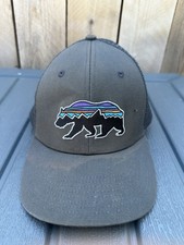 Patagonia Fitz Roy Bear Trucker Hat Cap Snap Back Gray Mesh Mens One Size