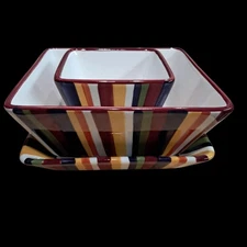 Simple Additions by Pampered Chef 3-Piece Serving Dish Set – Fall Colors Ceramic