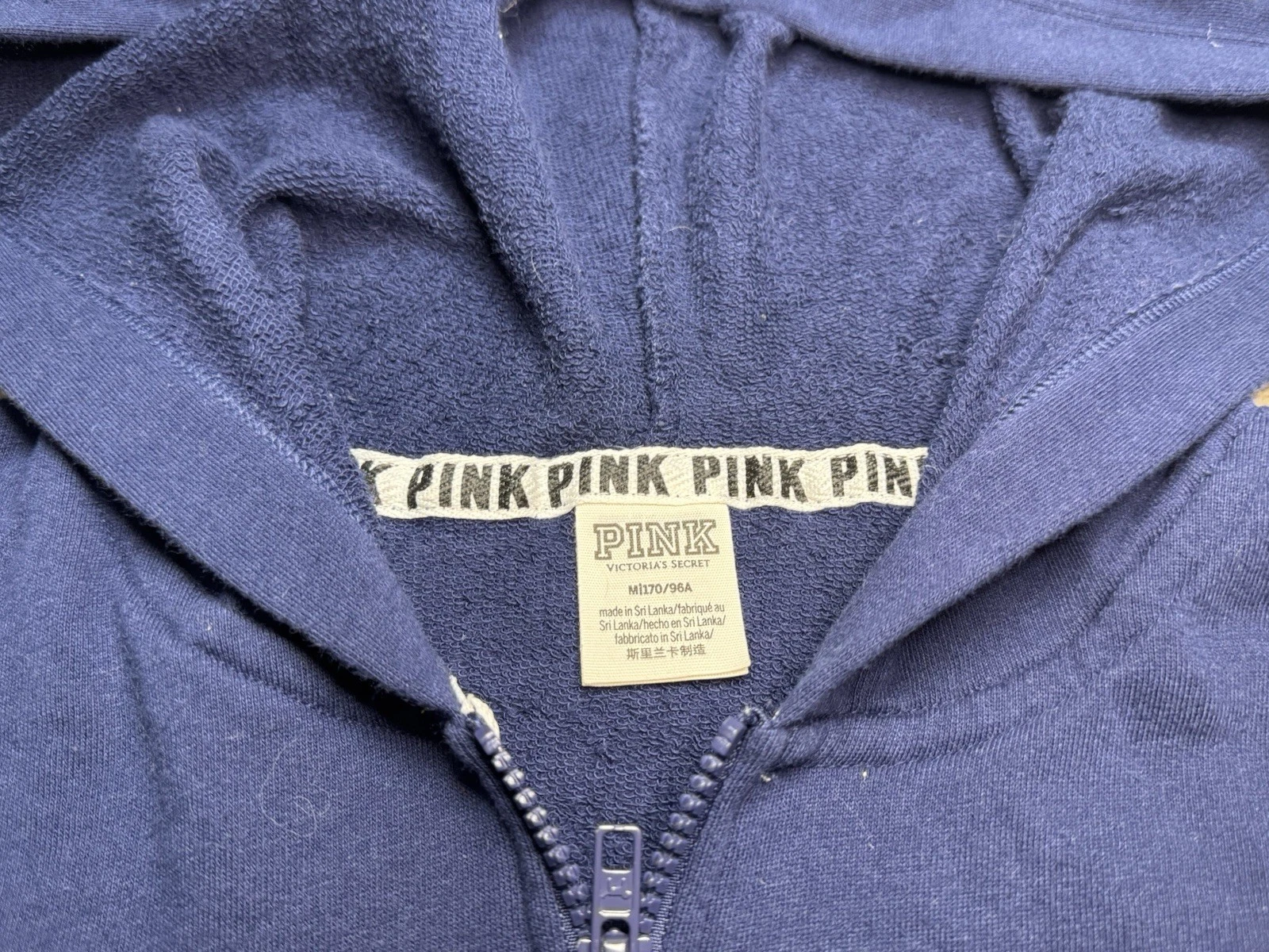 UNDERCOVER Felpa rosa Victoria's Secret con cappuccio zip intera donna blu medio NO STRINGHE