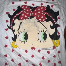 Vintage 1989 Betty Boop Shirt Large Fleischer Studios Hearts USA Screen Stars