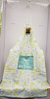 Fabric Kitchen Apron w/pocket(19''x30'') EASTER,TIME TO PUT EGGS IN BASKET,Beehive