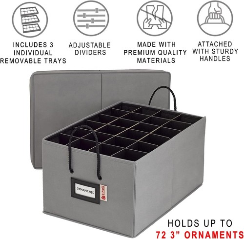HOLDN’ STORAGE Christmas Ornament Storage Container Box with Dividers. - 第 11/18 張圖片