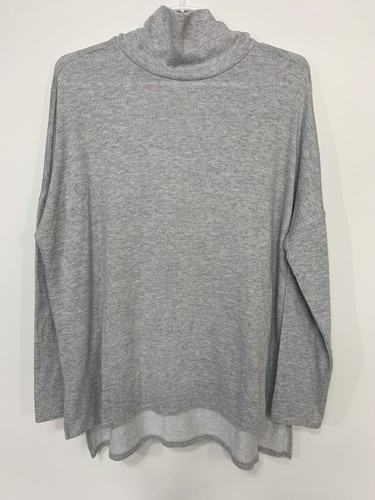 Lucky Brand Womens Medium Long Sleeve Gray Sweater Stop Turtleneck