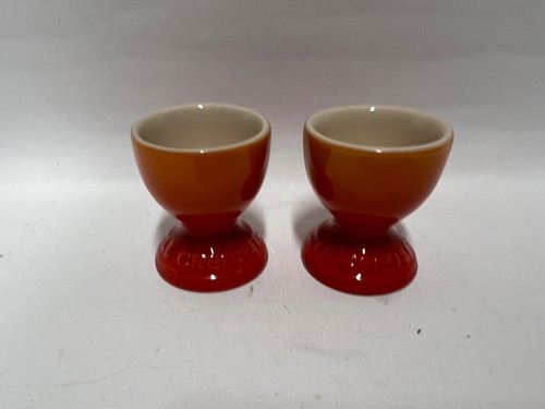 Le Creuset Set of 2 Footed Egg Cups in Red Flame Brand New