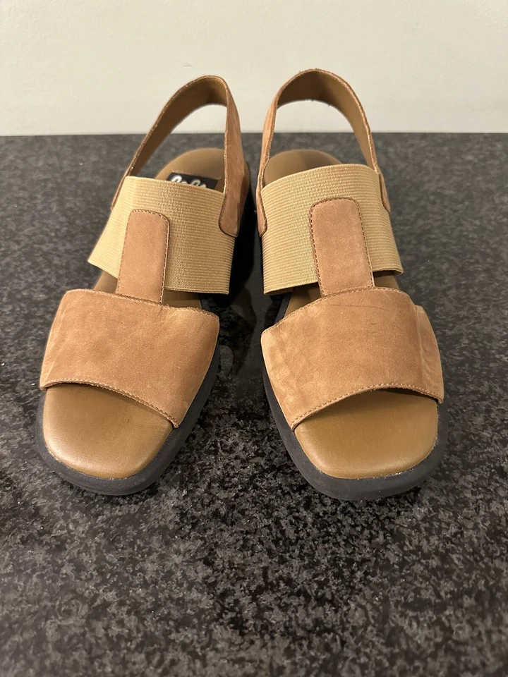 女士 9 & Co 棕褐色麂皮绒露背低底鞋凉鞋 6 M 码 — 第 2/4 张图片