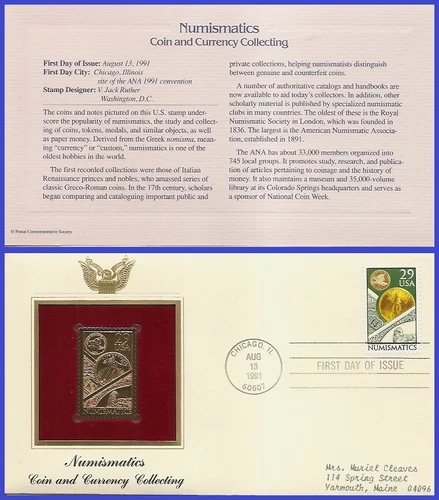 USA7 #2558 ADDR GOLDEN REPLICA FDC   Numismatics