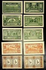 1921 Germany HOYM 10 25 50 Phennig Banknote / Notgeld