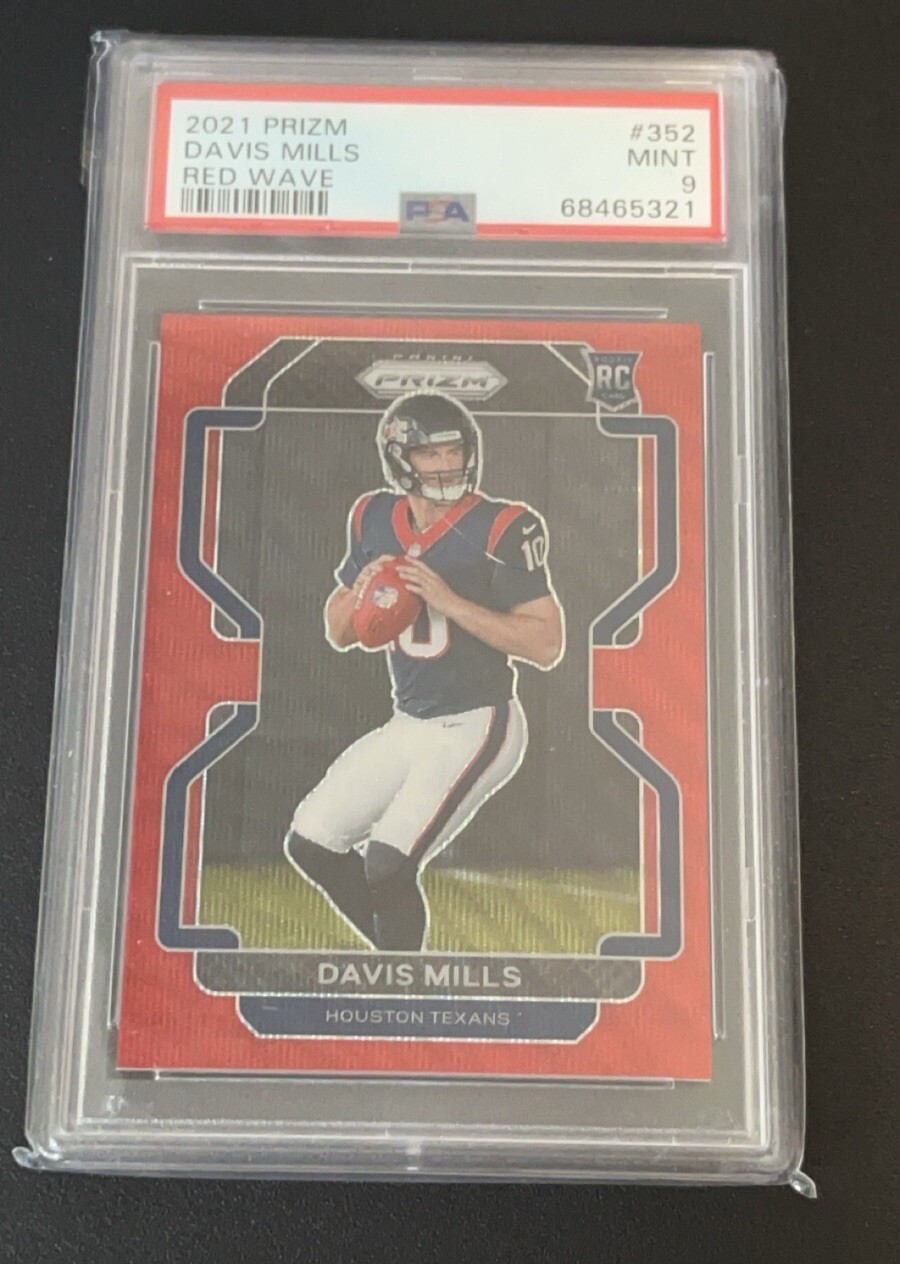 2021 Panini Prizm Davis Mills #133/149 Red Wave Rookie PSA 9 Mint - TEXANS
