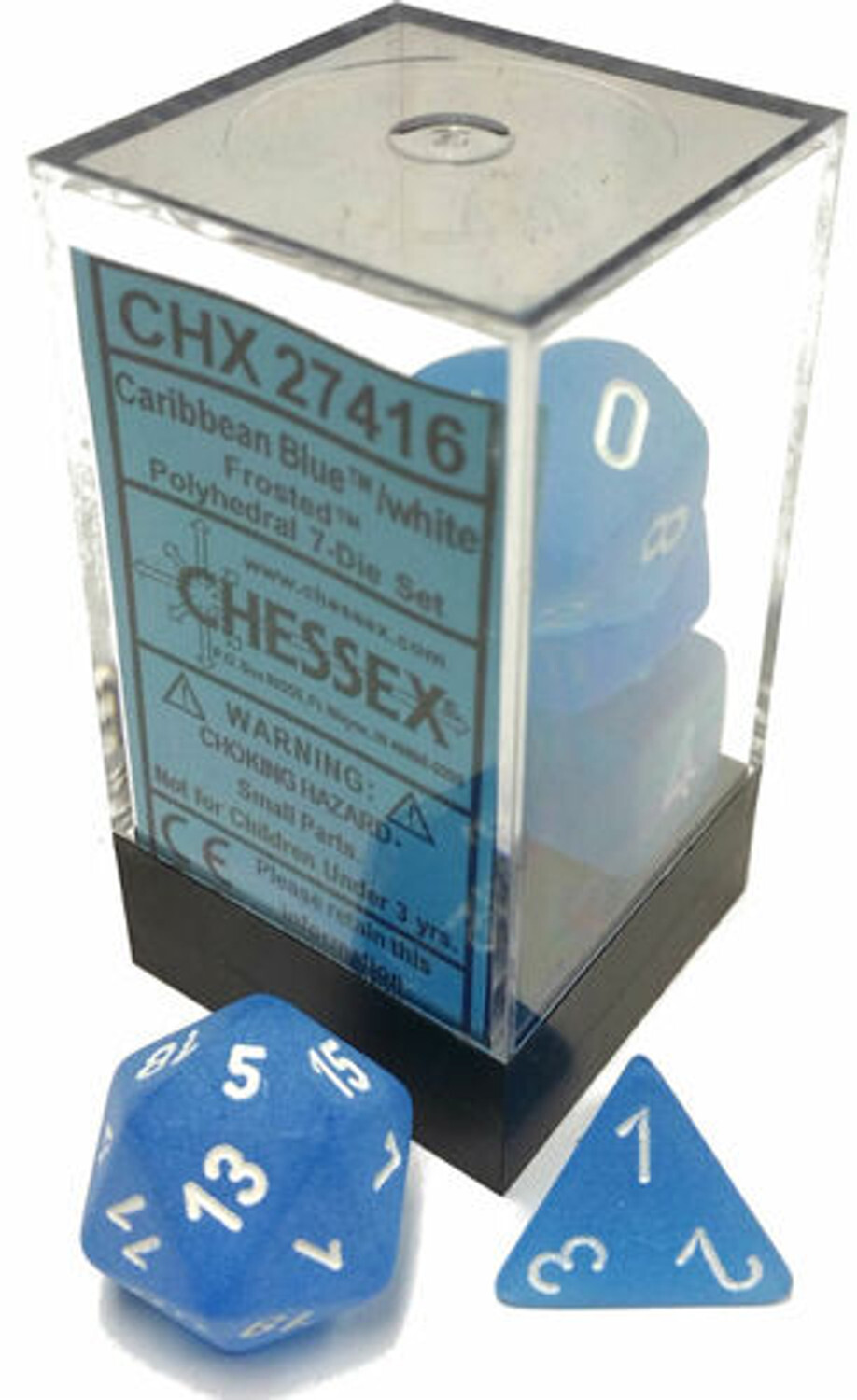 Шахматные кости Матовые многогранные Карибские синиебелые 7 CHX27416 2690₽